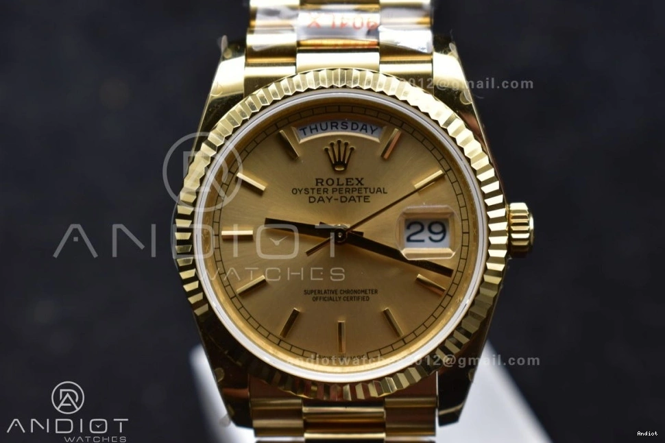 Bracelet Steel QF 36 V5 on DayDate vr3255 (Gain Best President YG Weight) Edition Dial 904L Gold 0225
